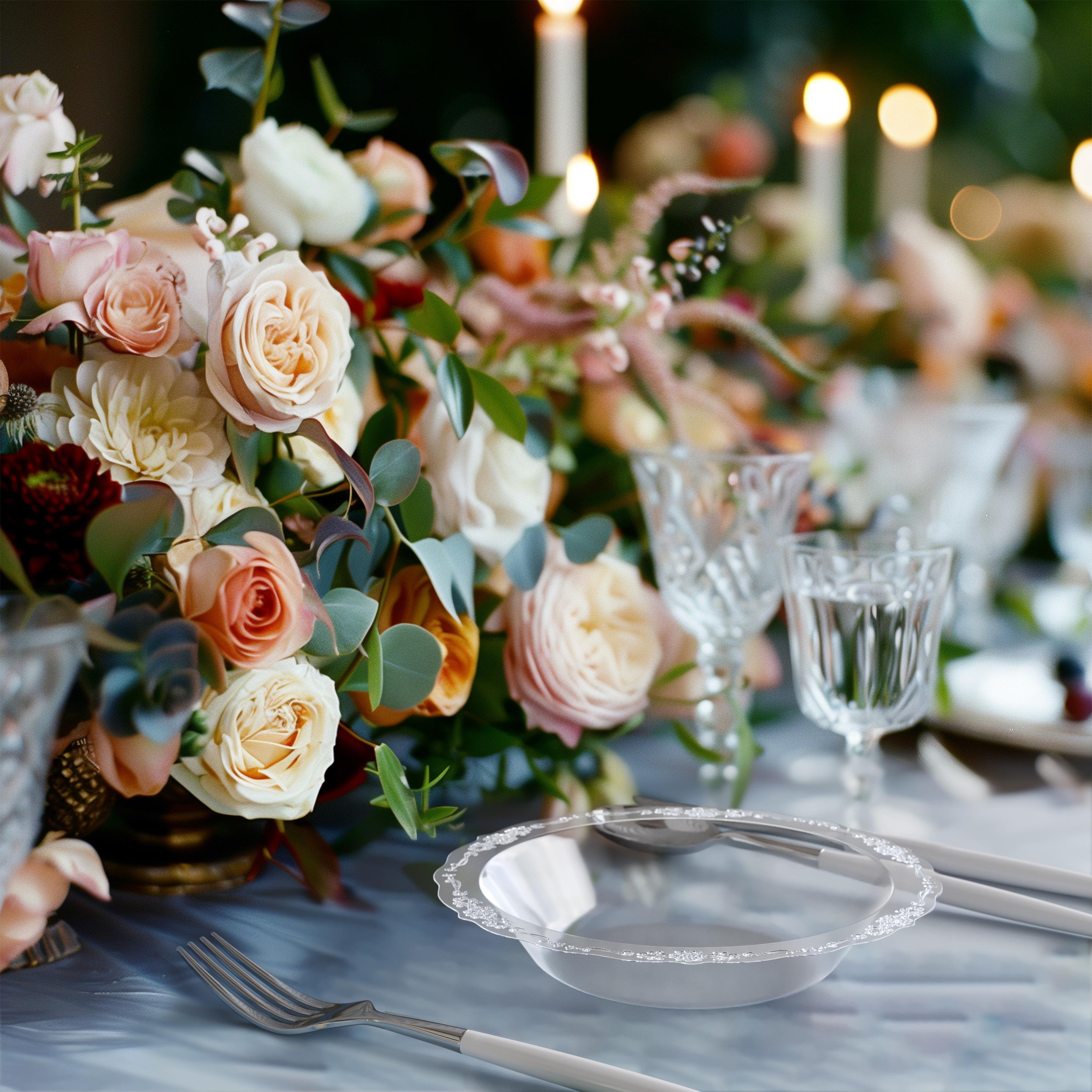 12 Oz. Clear Victorian Design Bowls | 20 Count