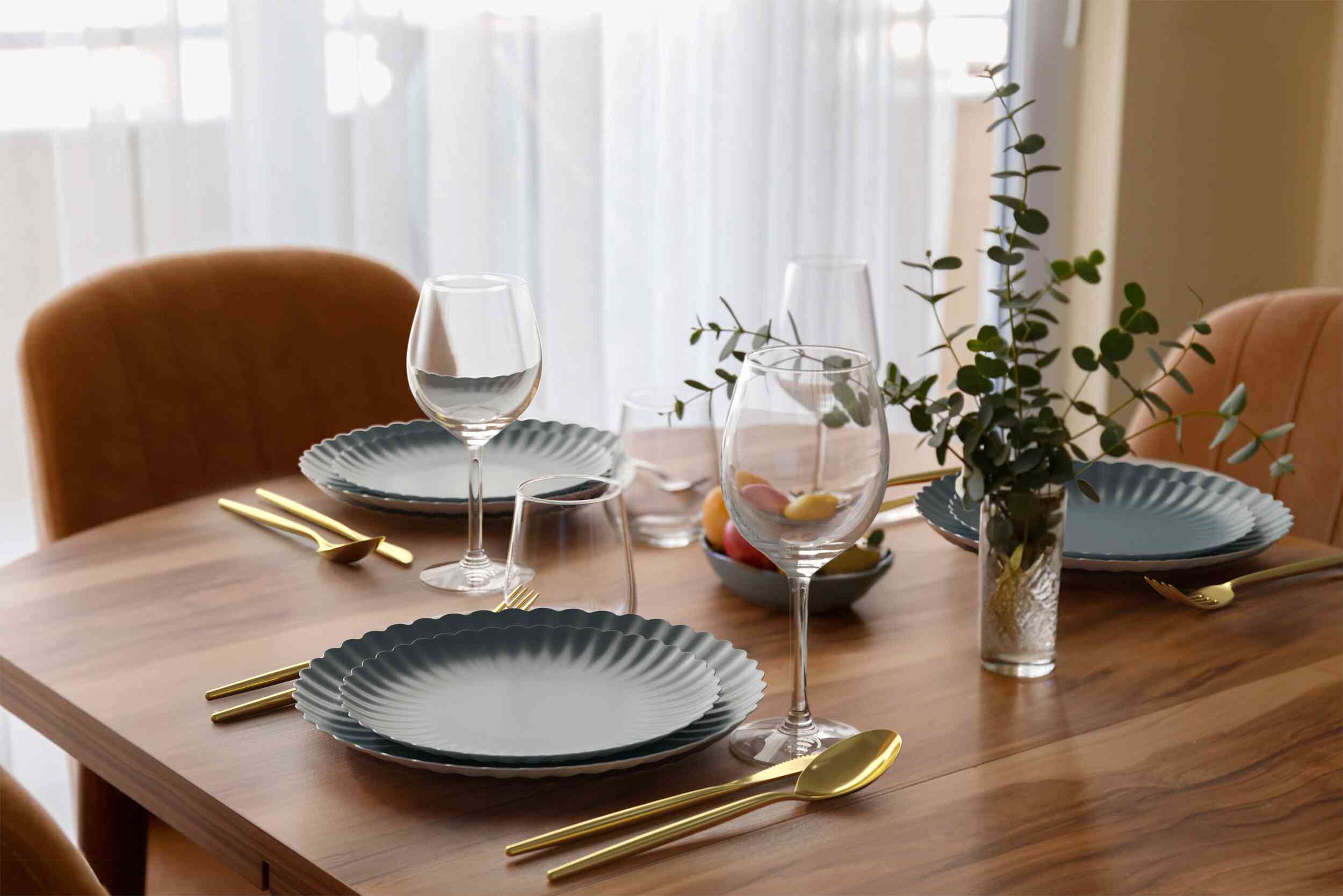 8.5 In. Scalloped Paper Plates - Slate Blue | 10 Count