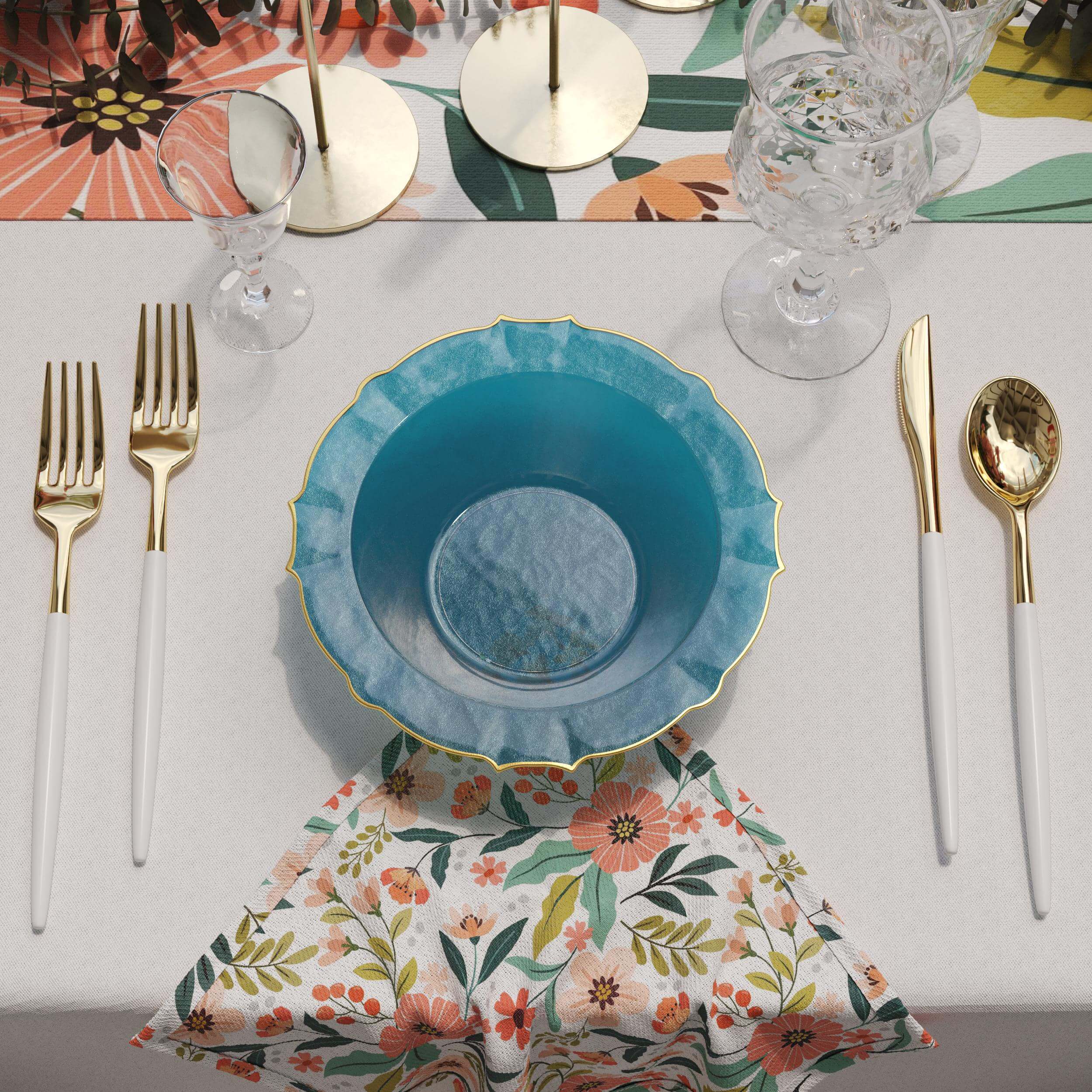 12 Oz. Peacock/Gold Petal Bowls | 20 Count