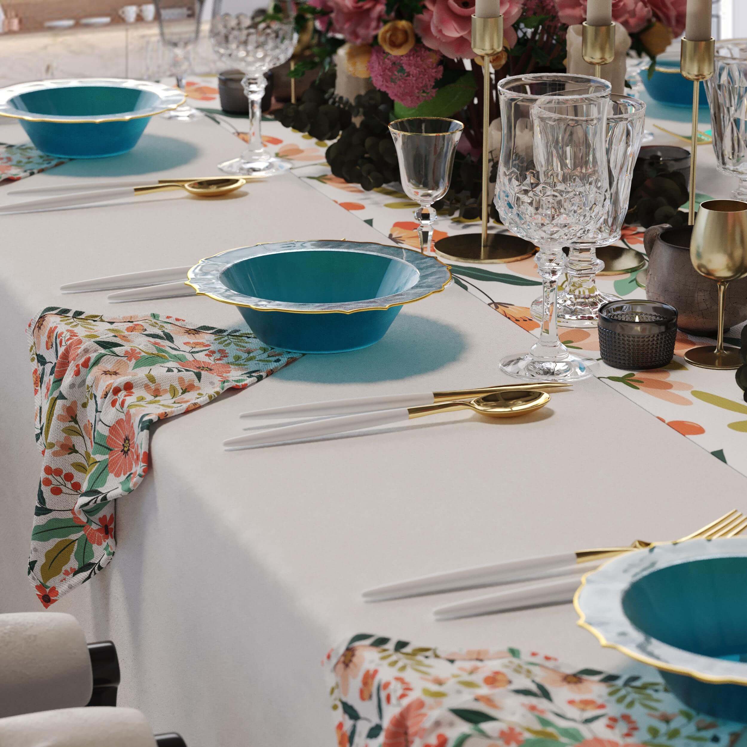 12 Oz. Peacock/Gold Petal Bowls | 120 Count