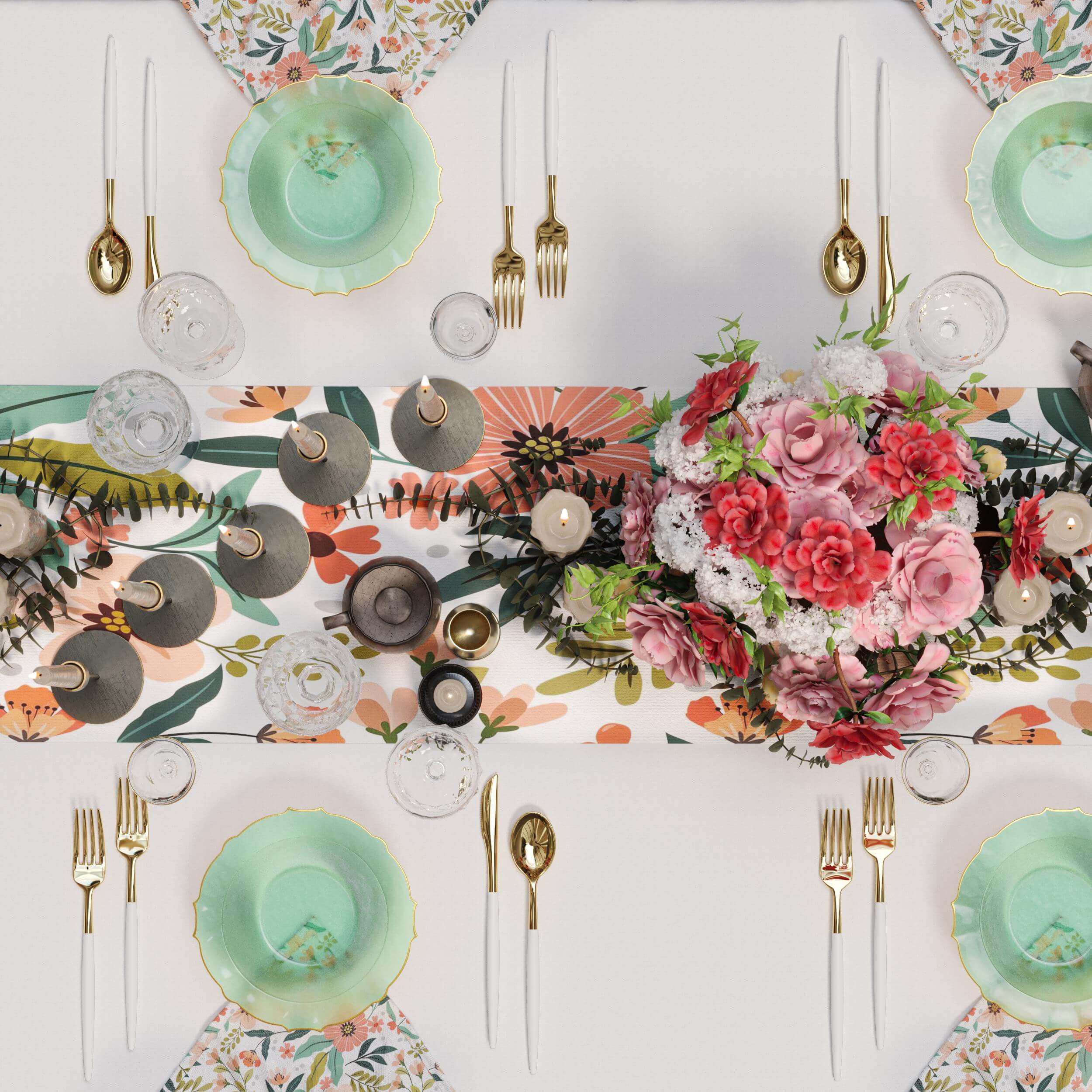 12 Oz. Mint/Gold Petal Bowls | 120 Count