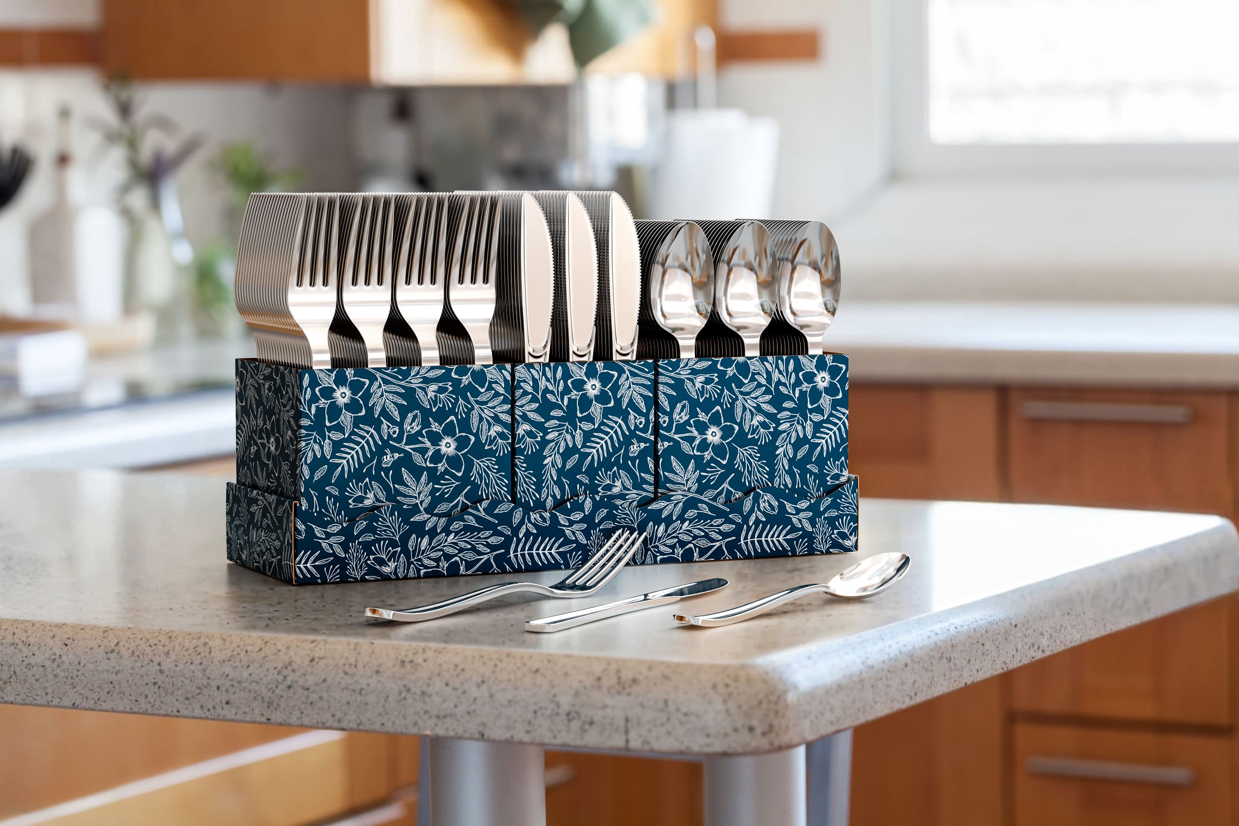 Silver Cutlery Caddy Combo - Floral