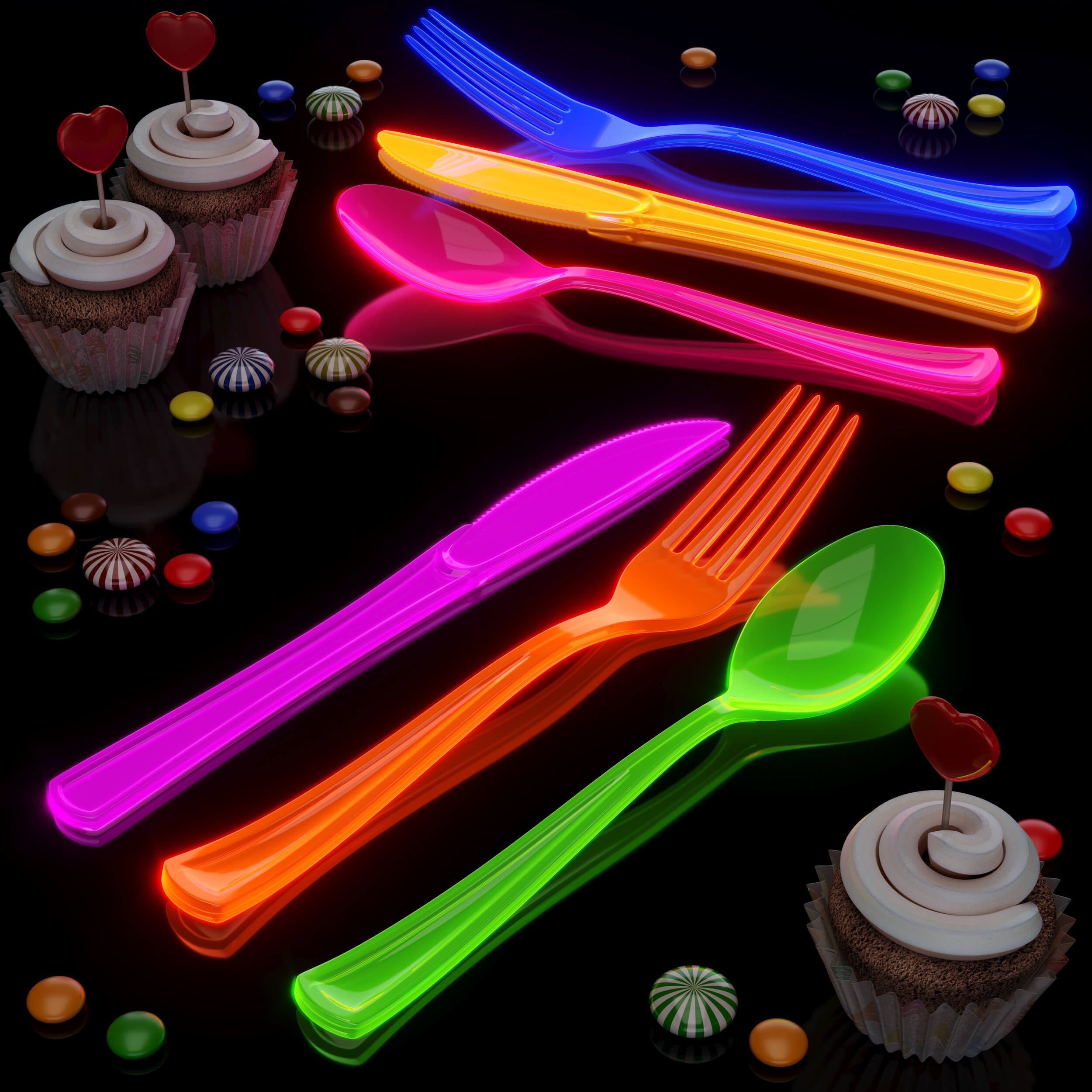 Heavy Duty Neon Plastic Spoons - 7 in. | 120 Count