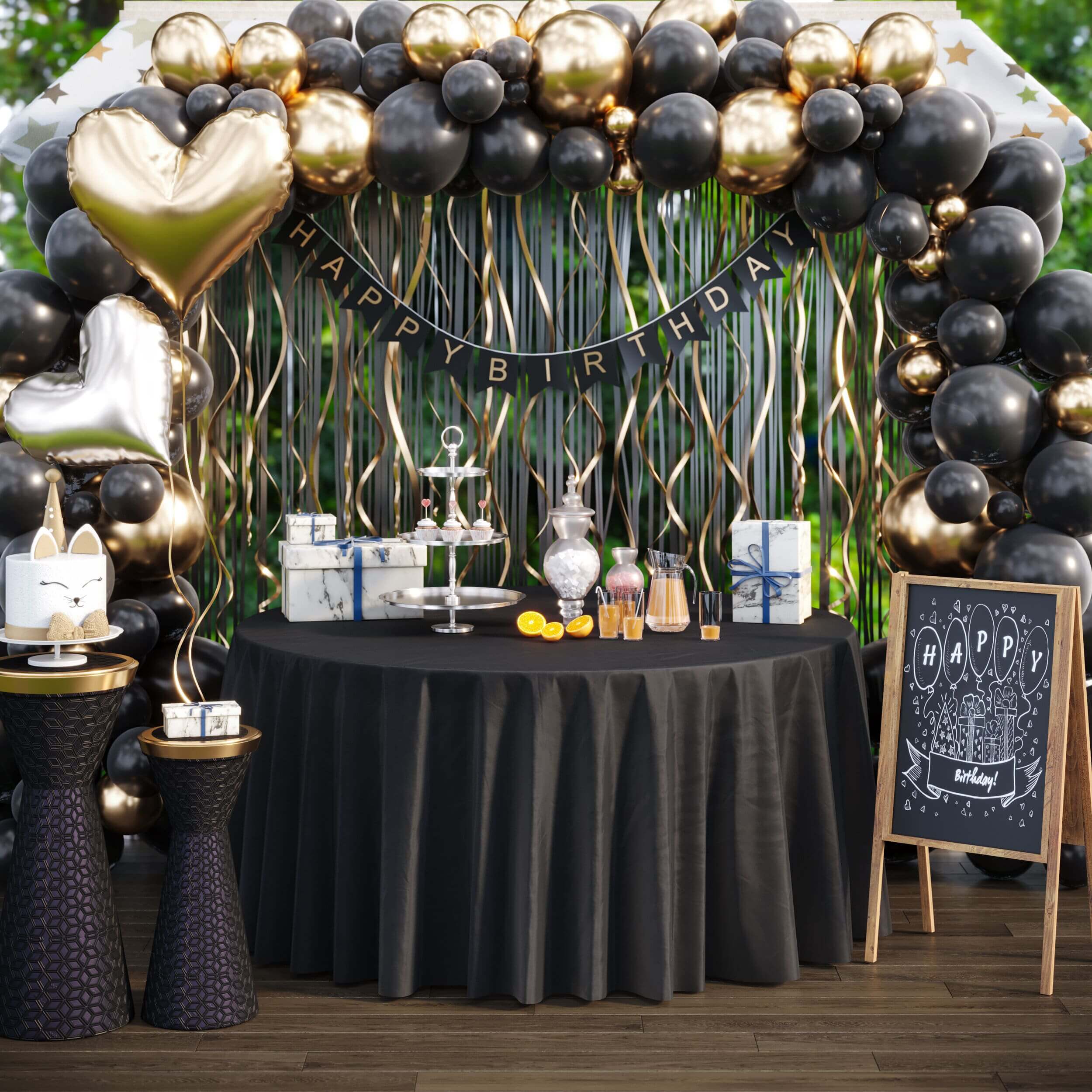 120 In. Premium Round Black Plastic Table Cover