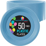 7 In. Light Blue Plastic Plates | 50 Count