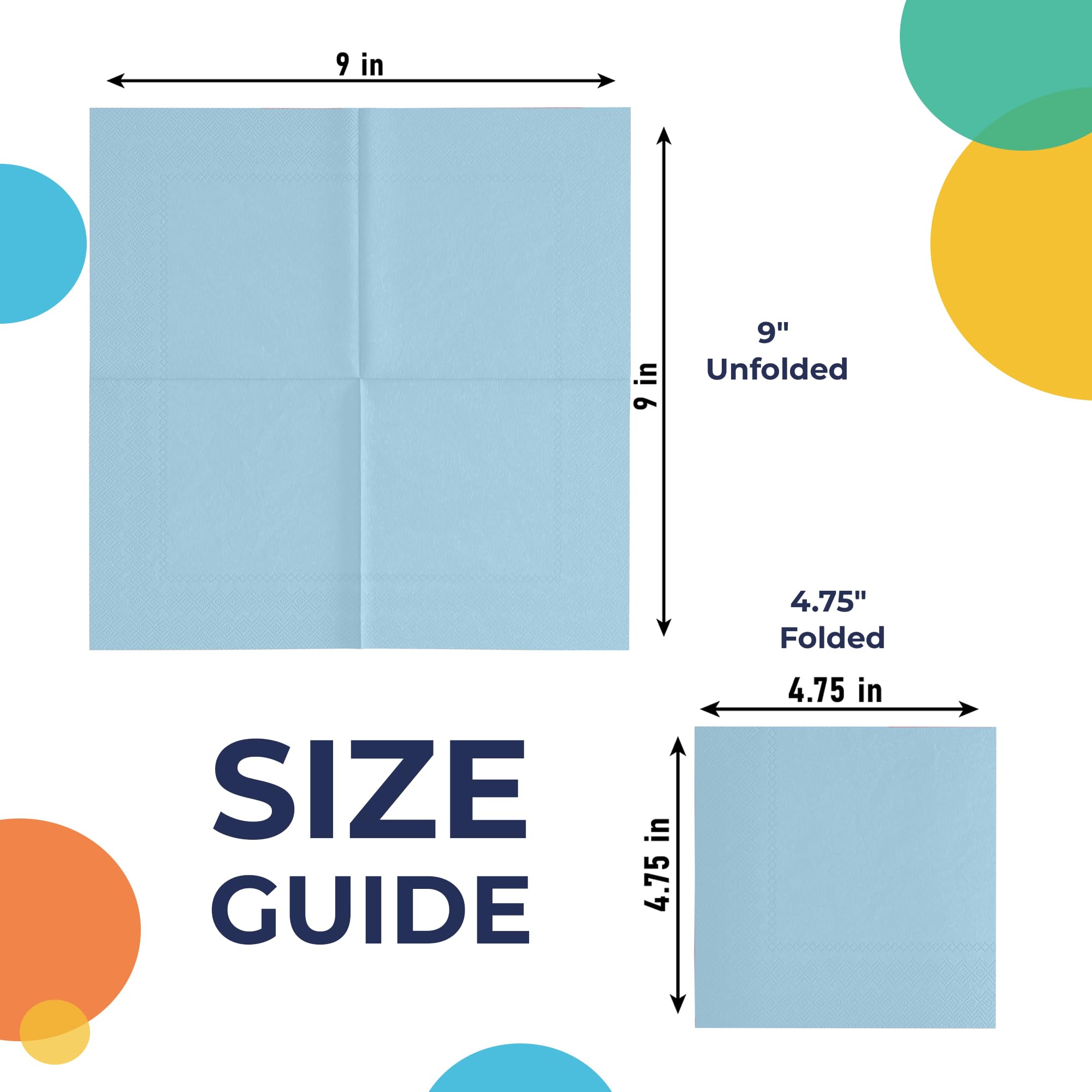 Light Blue Beverage Napkins | 50 Count
