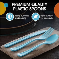 Heavy Duty Light Blue Plastic Spoons | Case of 1200