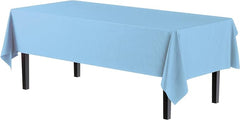Premium Light Blue Plastic Table Covers | 12 Pack - 54 In. x 108 In.