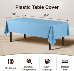 Light Blue Plastic Table Covers | 6 Pack - 54 In. x 108 In.