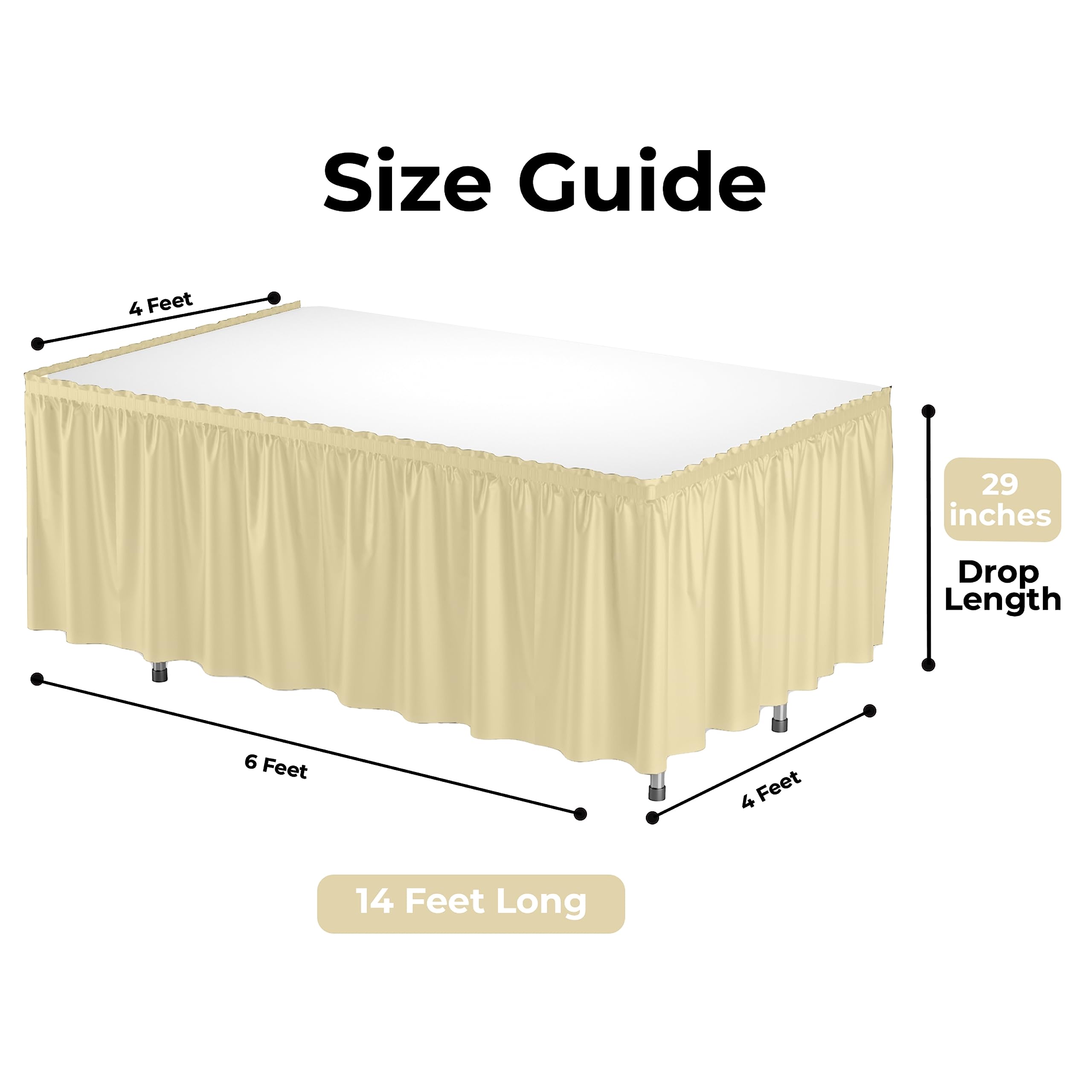 Light Yellow Plastic Table Skirt | Case of 48