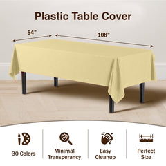 Light Yellow Plastic Table Covers | 12 Pack - 54 In. x 108 In.