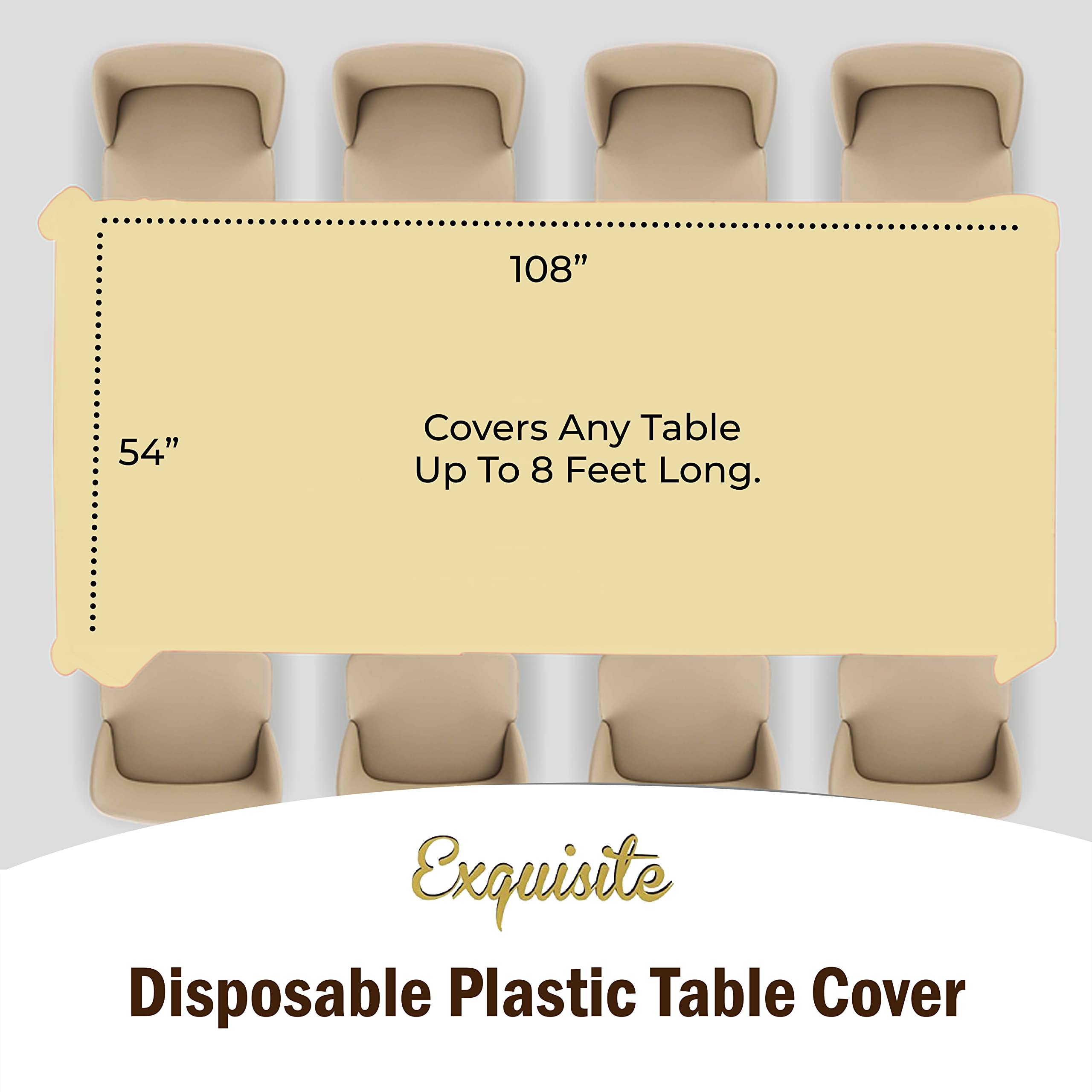 Light Yellow Plastic Table Covers | 6 Pack - 54 In. x 108 In.