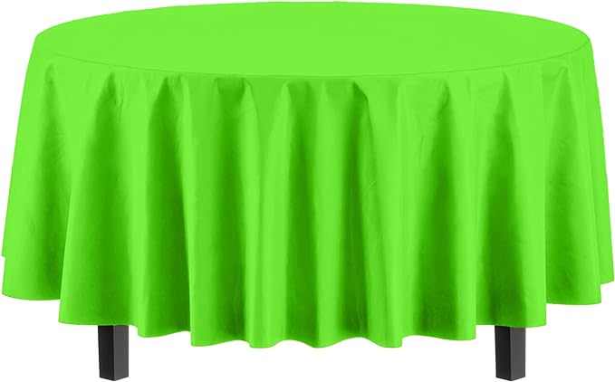Premium Round Lime Green Plastic Table Covers | 12 Pack - 84 in.