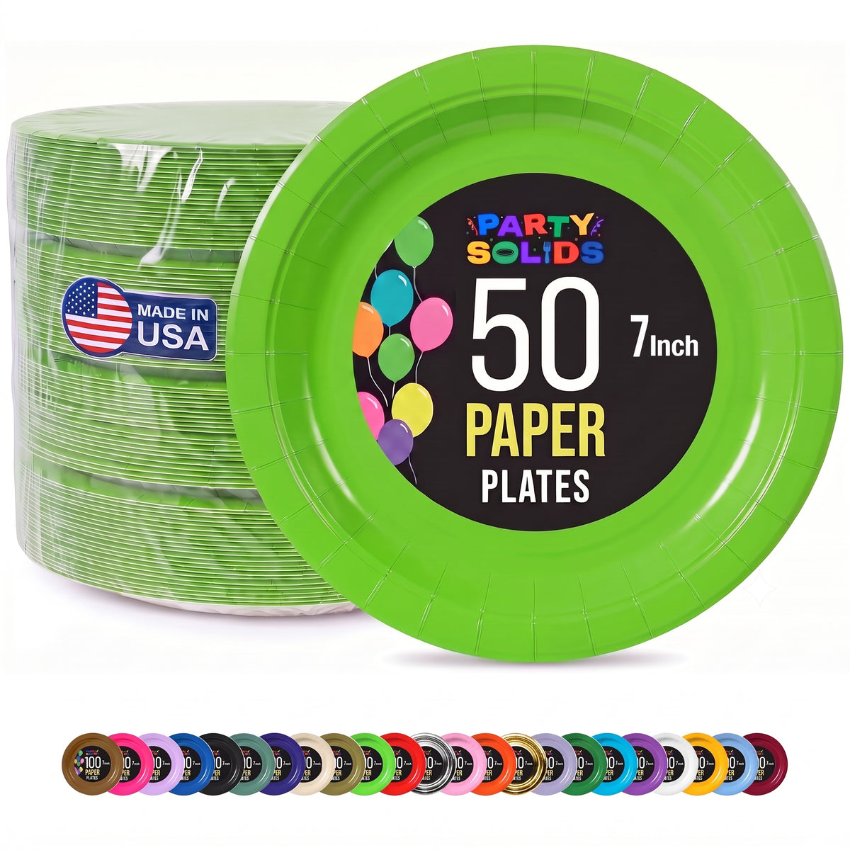 7 in. Lime Green Paper Plates | 50 Ct.