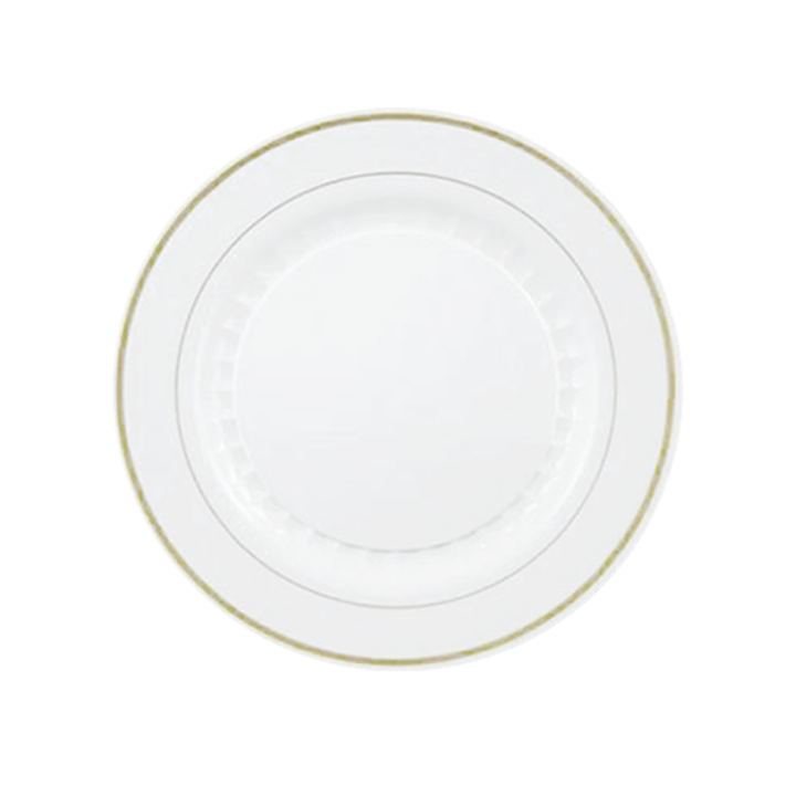 7 In. White/Gold Elegance Plates | 10 Count