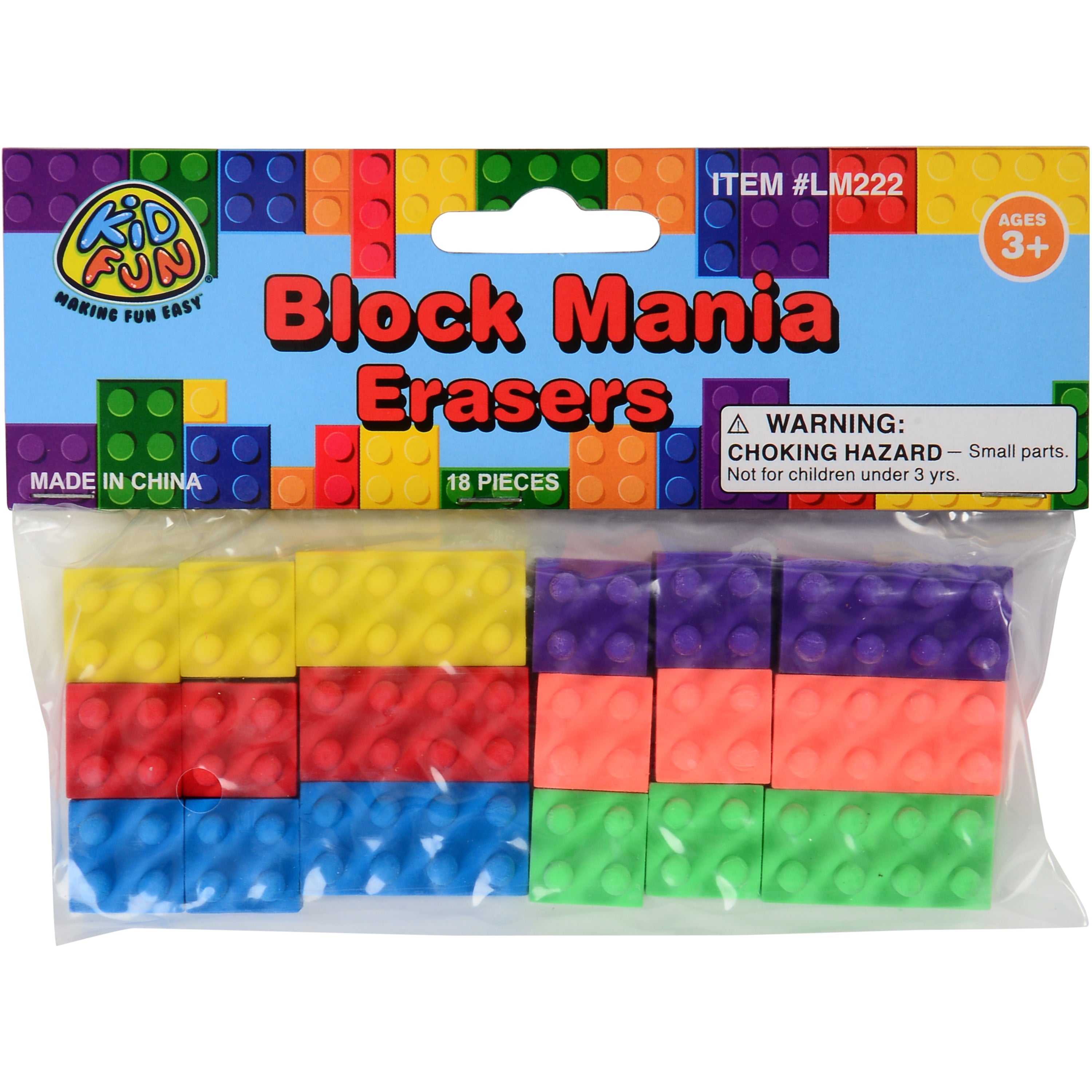 Block Mania Erasers/18 Per Pkg - 18 Count