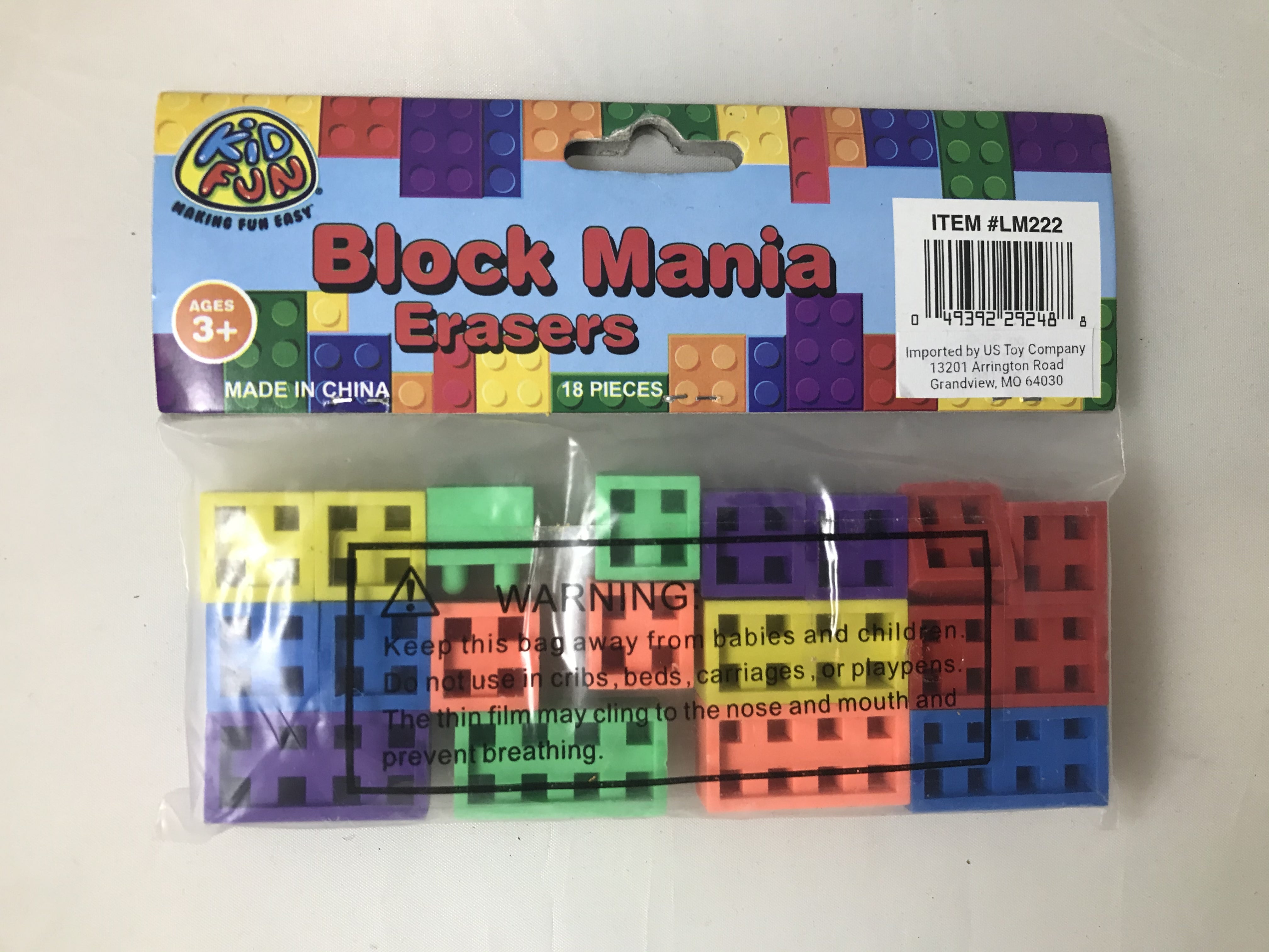 Block Mania Erasers/18 Per Pkg - 18 Count