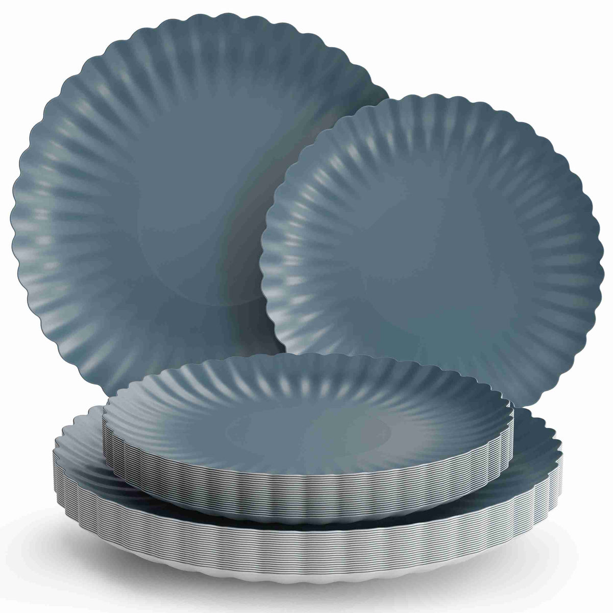 Scalloped Paper Plate Combo 20/20 - Slate Blue