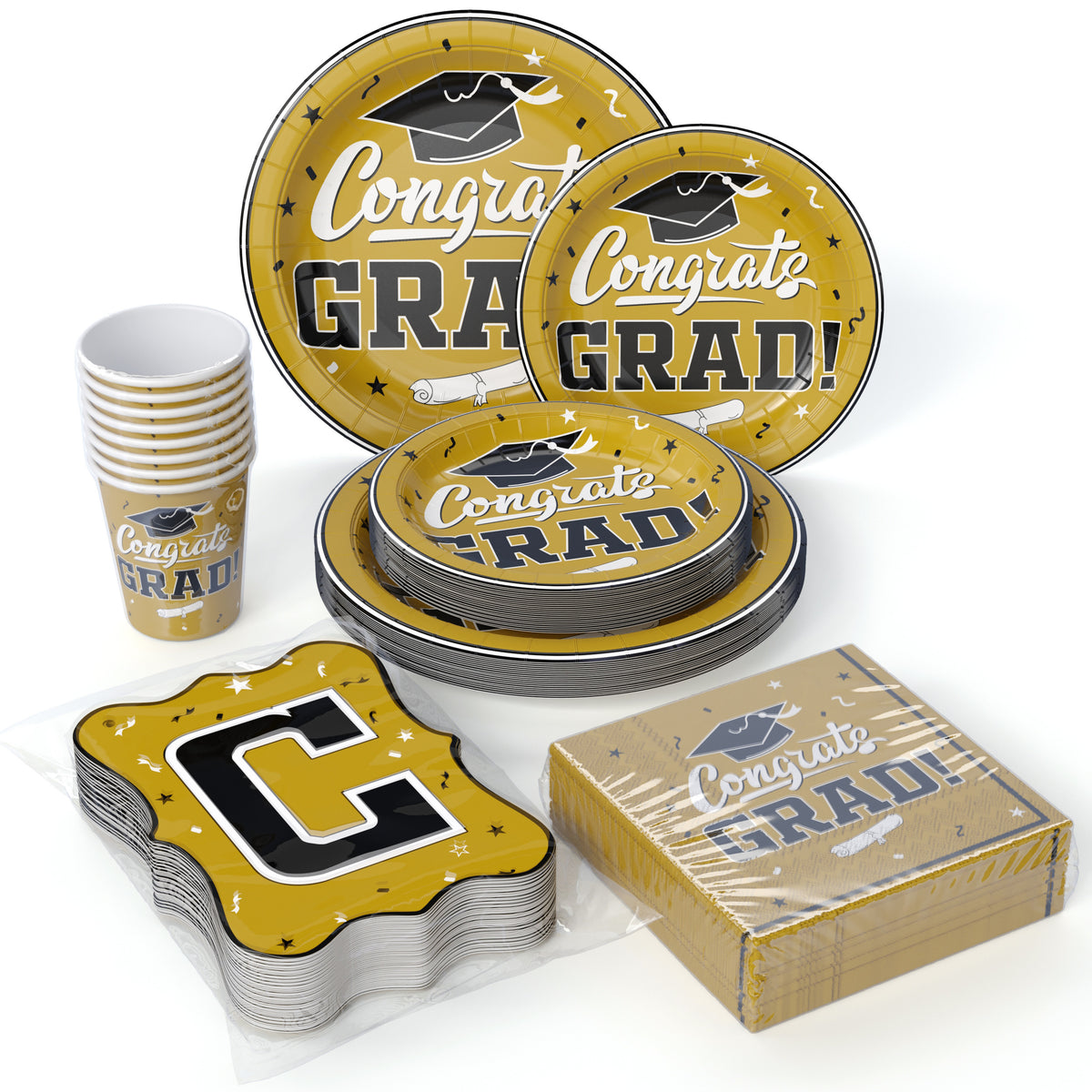 Gold/White Graduation Combo Pack | Service For 8