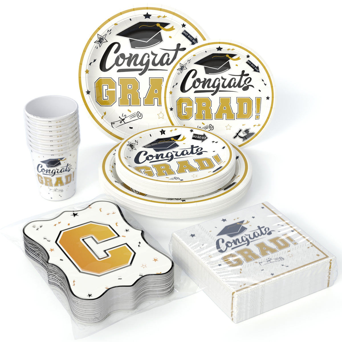 White/Gold Graduation Combo Pack | Service For 8