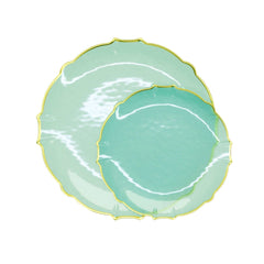 7.5 In. Mint/Gold Petal Plates | 120 Count