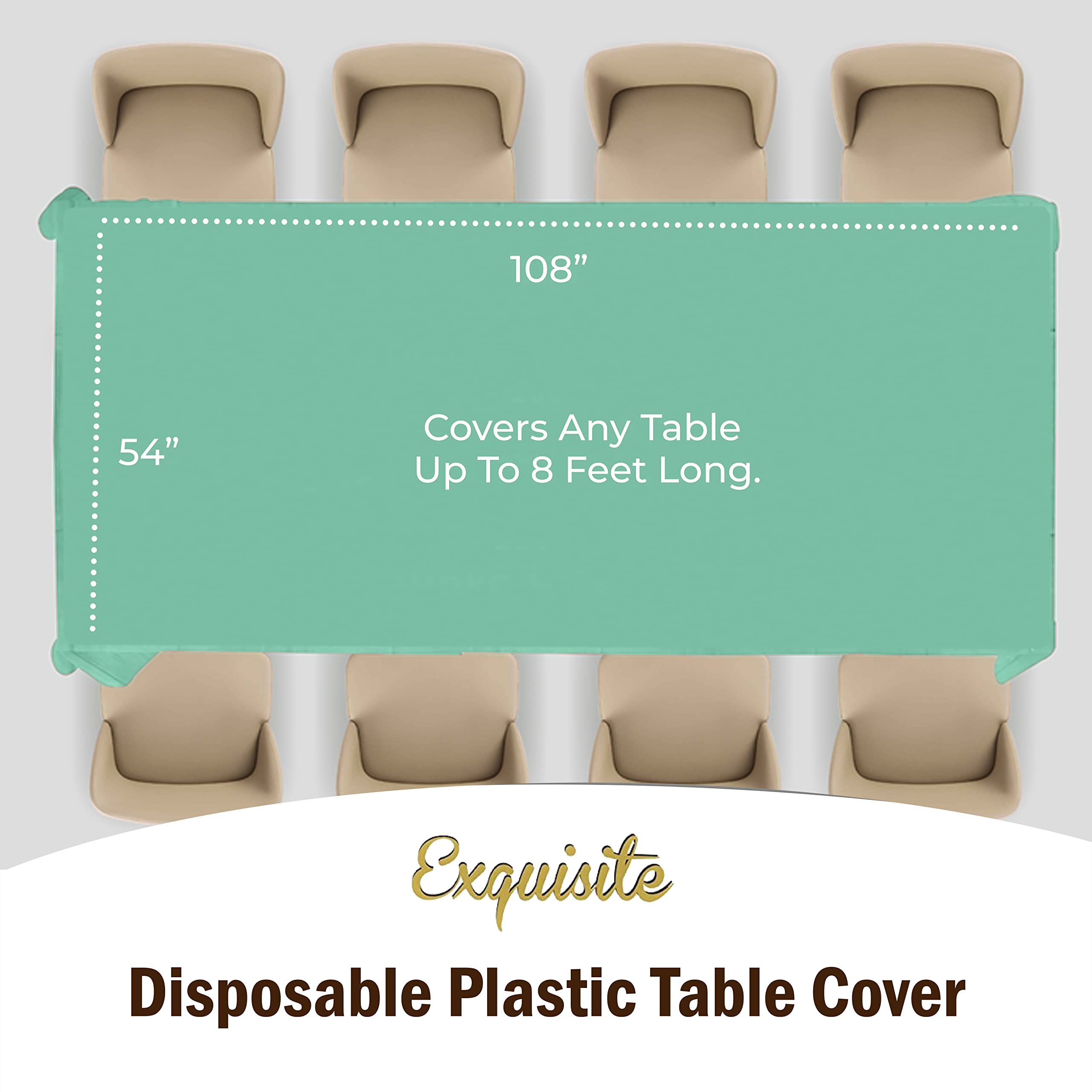 Mint Plastic Table Covers | 6 Pack - 54 In. x 108 In.