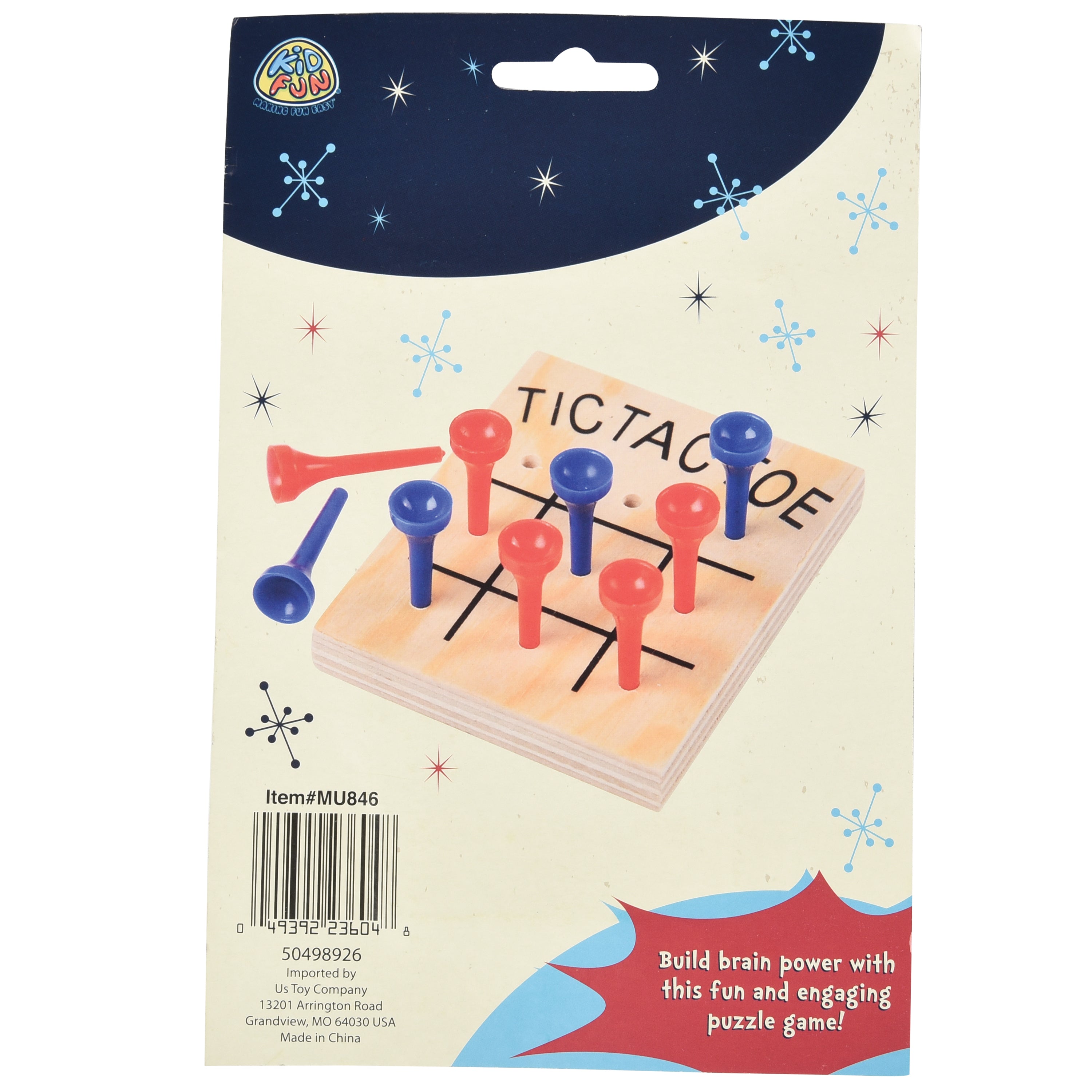 A classic wooden peg tic-tac-toe party favor