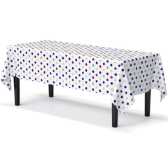 Multi Colored Polka Dot Plastic Table Cover - 54 In. x 108 In.