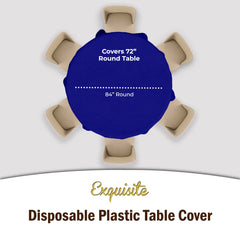 Navy Blue Round Plastic Table Covers | 6 Pack