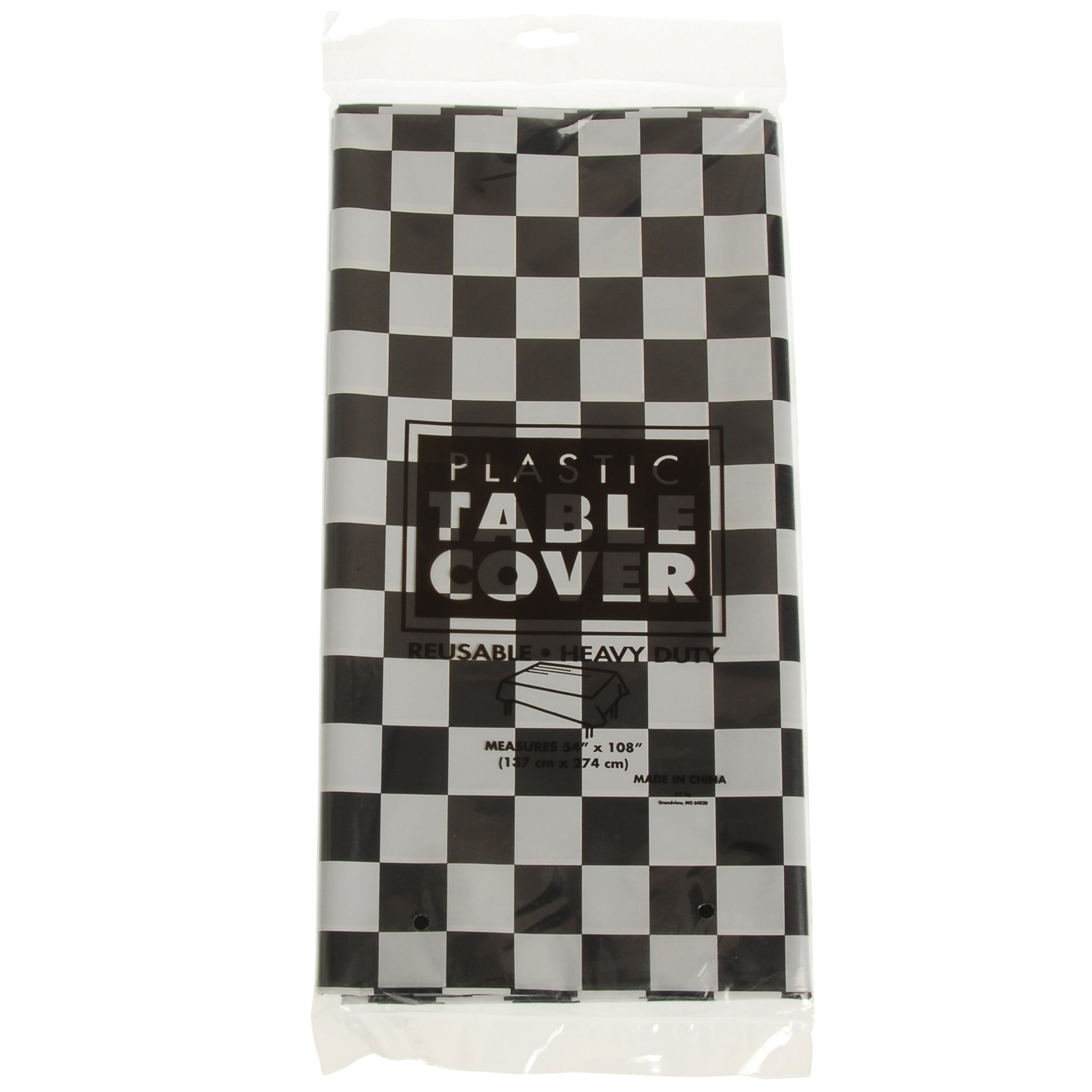 Plastic Table Cover/B&W Check - 1 Count