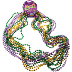 Mardi Gras Bead Necklaces/6Mm - 12 Count
