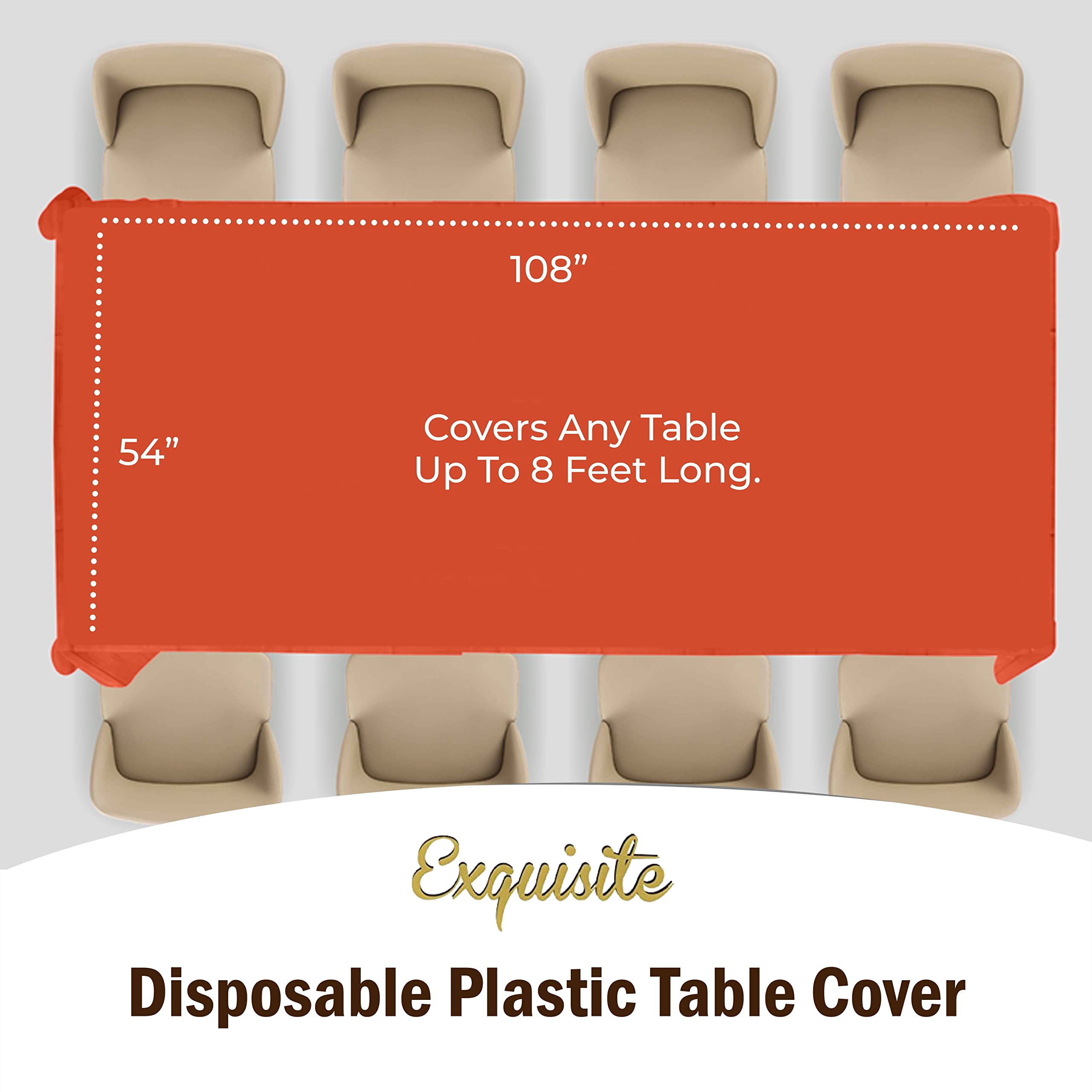 Orange Plastic Table Covers | 6 Pack - 54 In. x 108 In.