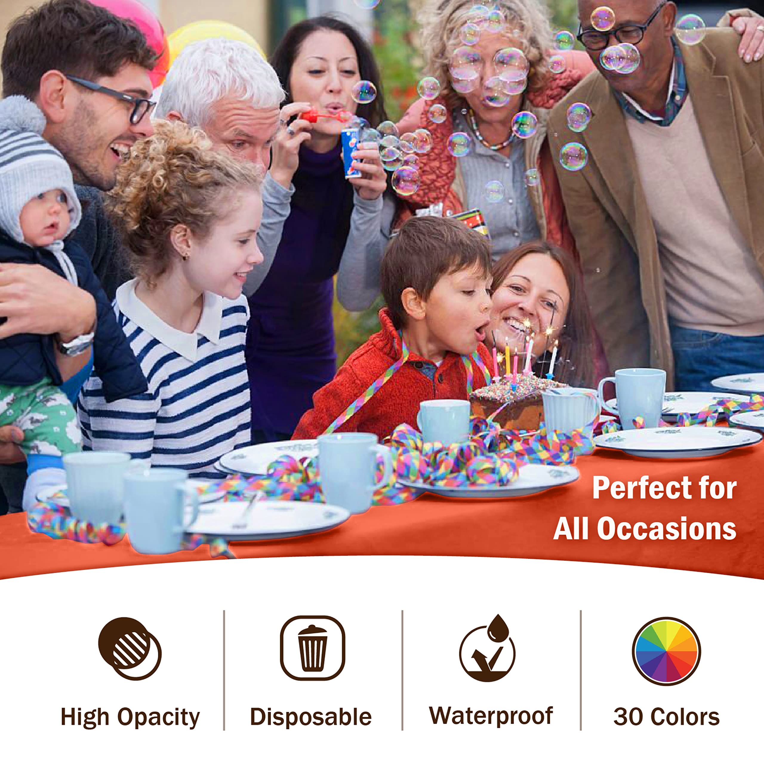 Orange Plastic Table Covers | 12 Pack - 54 In. x 108 In.