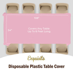 Pink Plastic Table Cover | Case of 48 - 54 In. x 108 In.