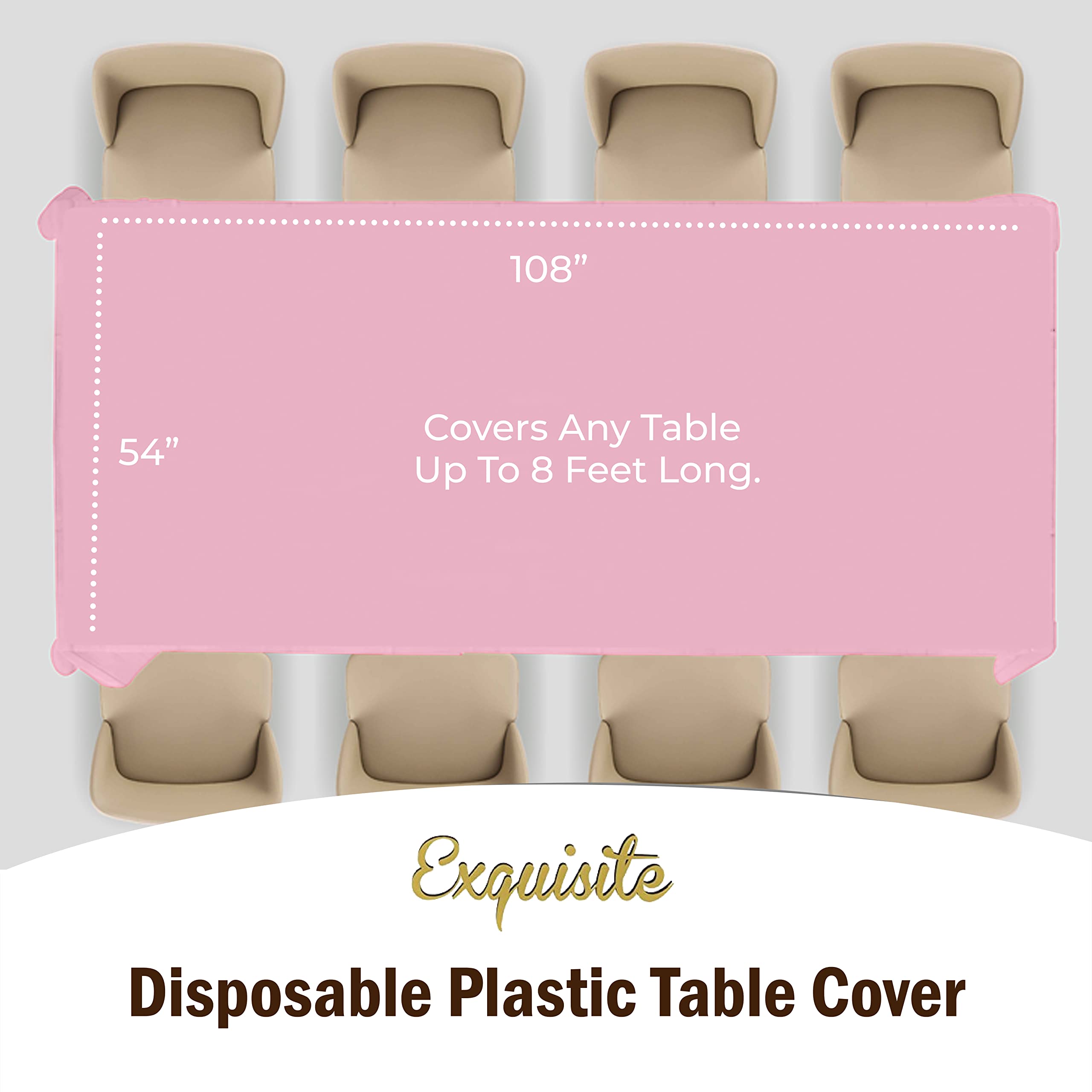 Pink Plastic Table Covers | 6 Pack - 54 In. x 108 In.