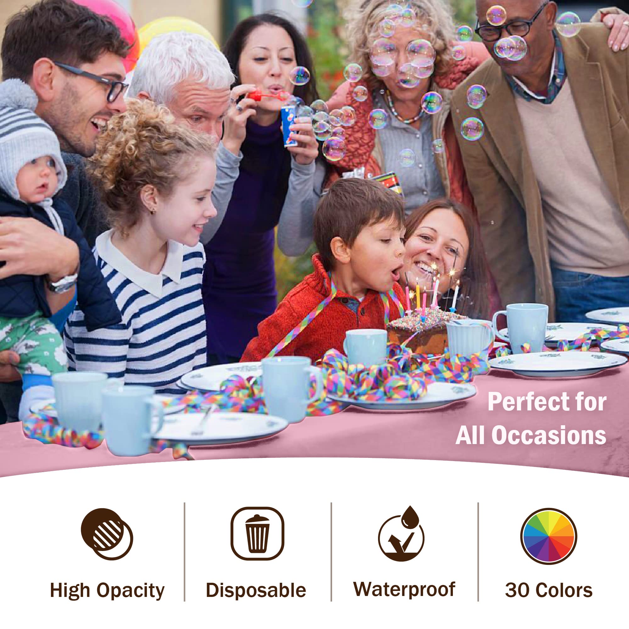 Pink Plastic Table Cover | Case of 48 - 54 In. x 108 In.