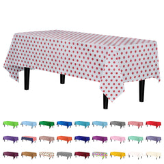 Red Polka Dot Plastic Table Covers | 12 Pack - 54 In. x 108 In.
