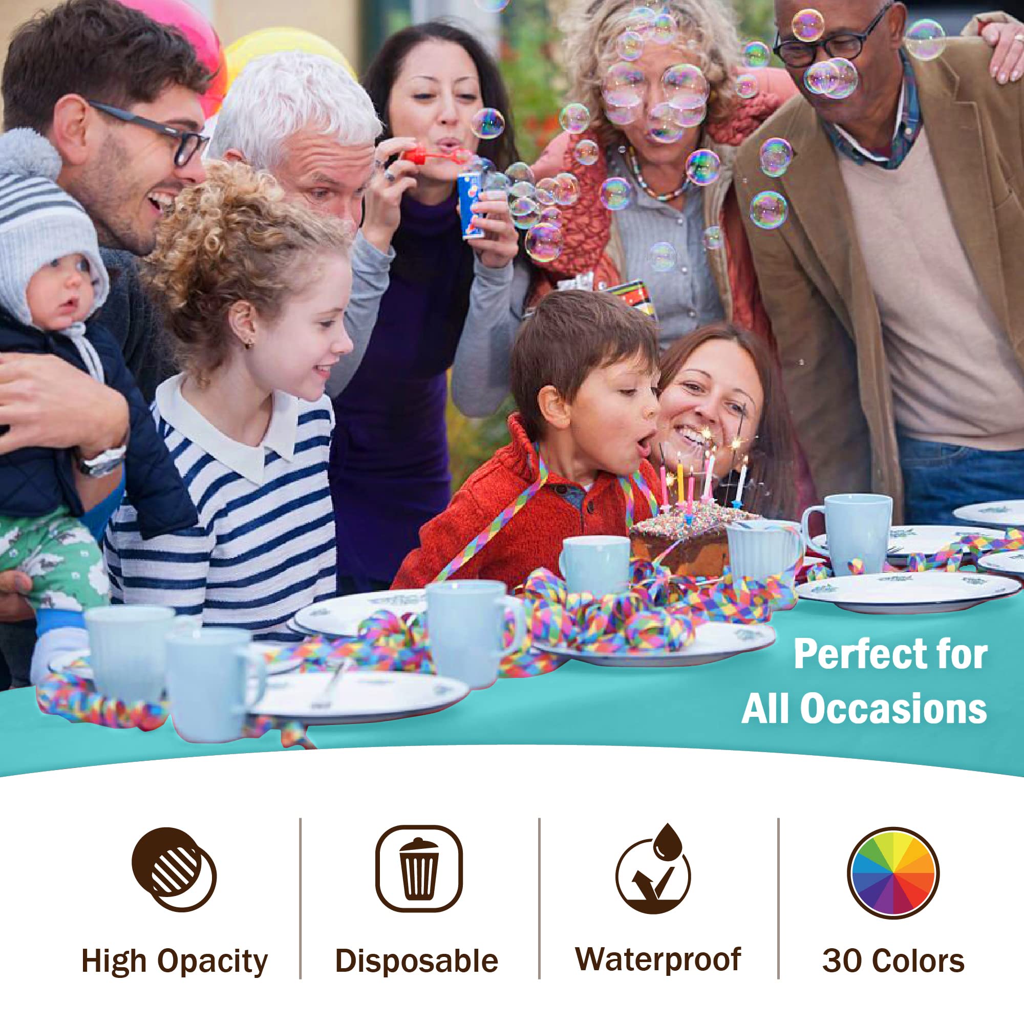 Premium Aqua Blue Plastic Table Covers | 12 Pack - 54 In. x 108 In.