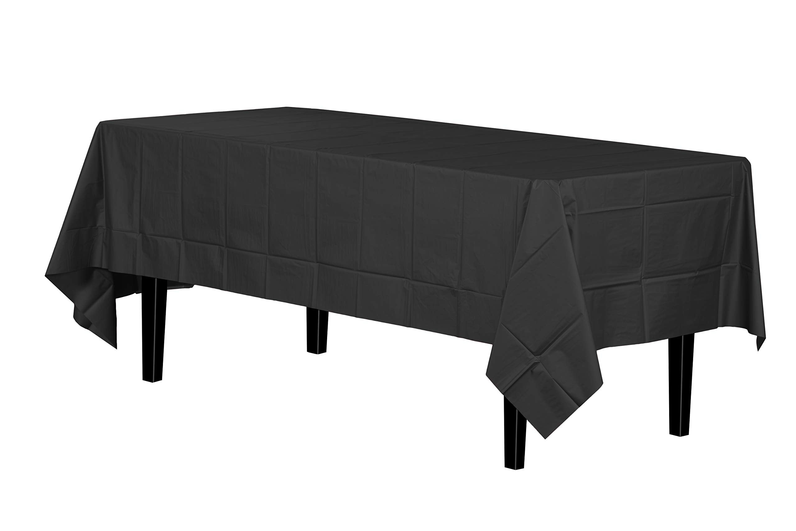 Premium Black Plastic Table Covers | 12 Count - 54 In. x 108 In.
