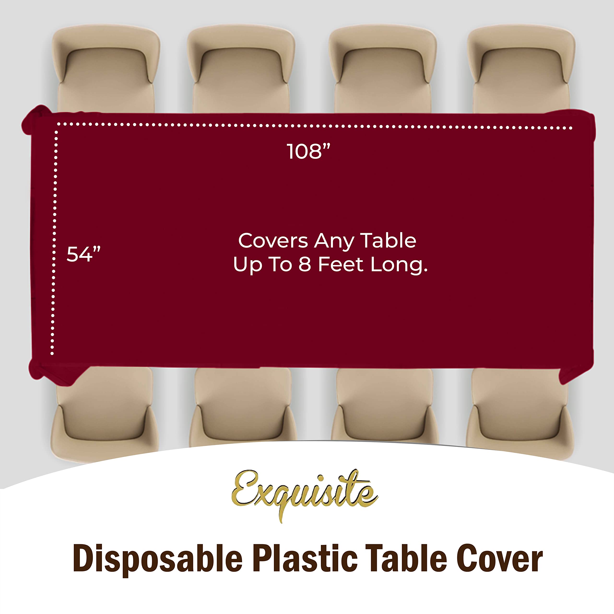 Premium Burgundy Plastic Table Covers | 12 Count - 54 In. x 108 In.