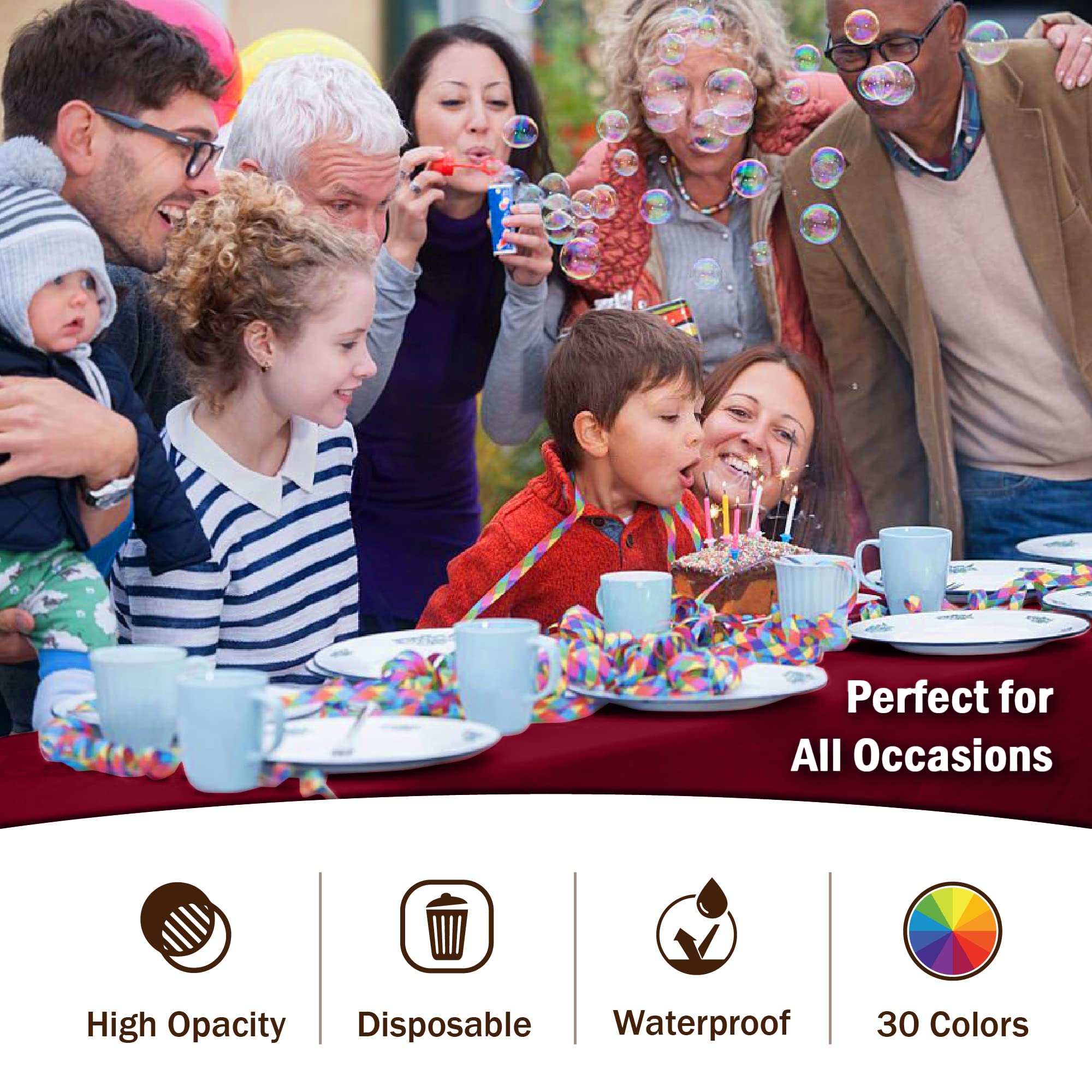 Premium Burgundy Plastic Table Covers | 12 Count - 54 In. x 108 In.