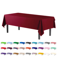 Premium Burgundy Plastic Table Cover | Case of 96 - 54 In. x 108 In.