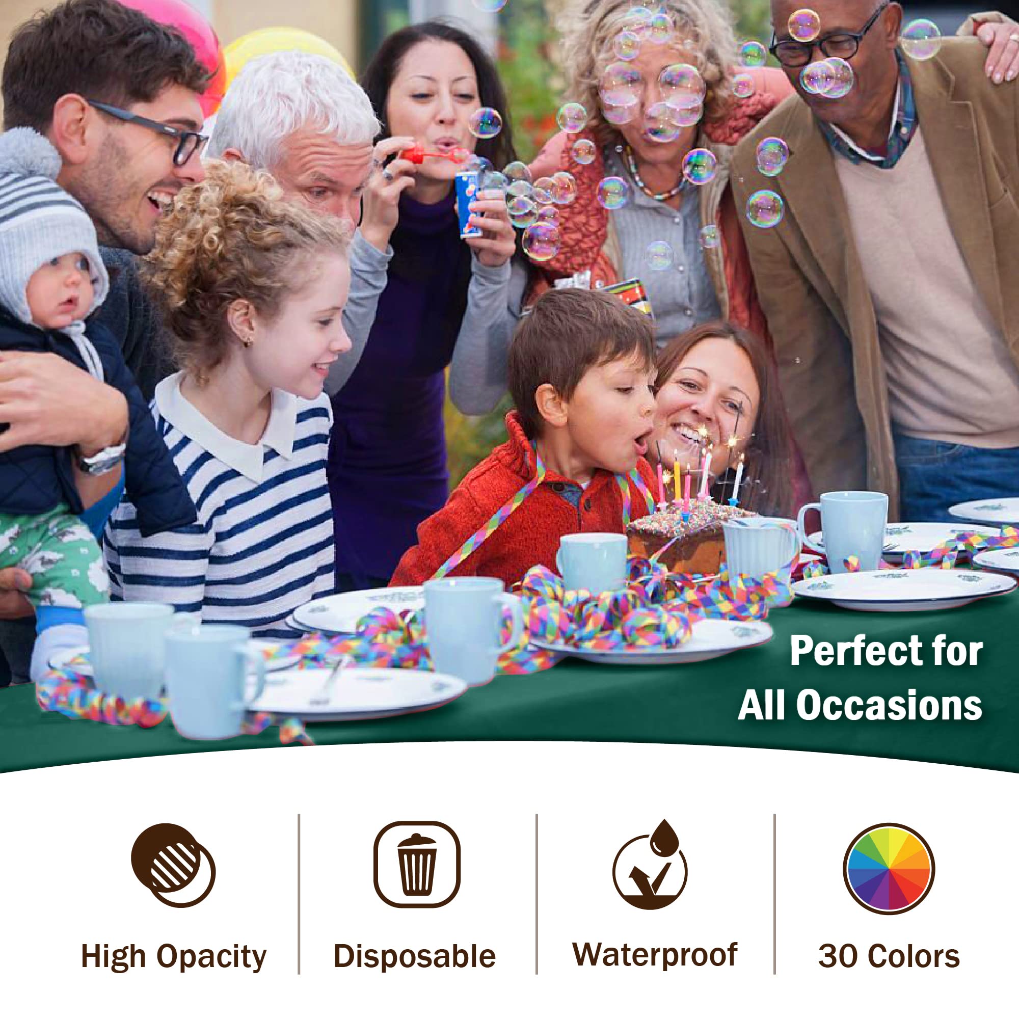 Premium Dark Green Plastic Table Covers | 12 Pack - 54 In. x 108 In.