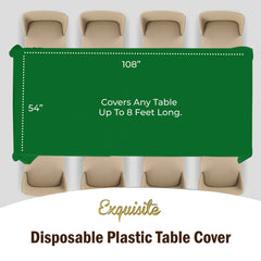 Premium Emerald Green Plastic Table Cover | Case of 96 - 54 In. x 108 In.