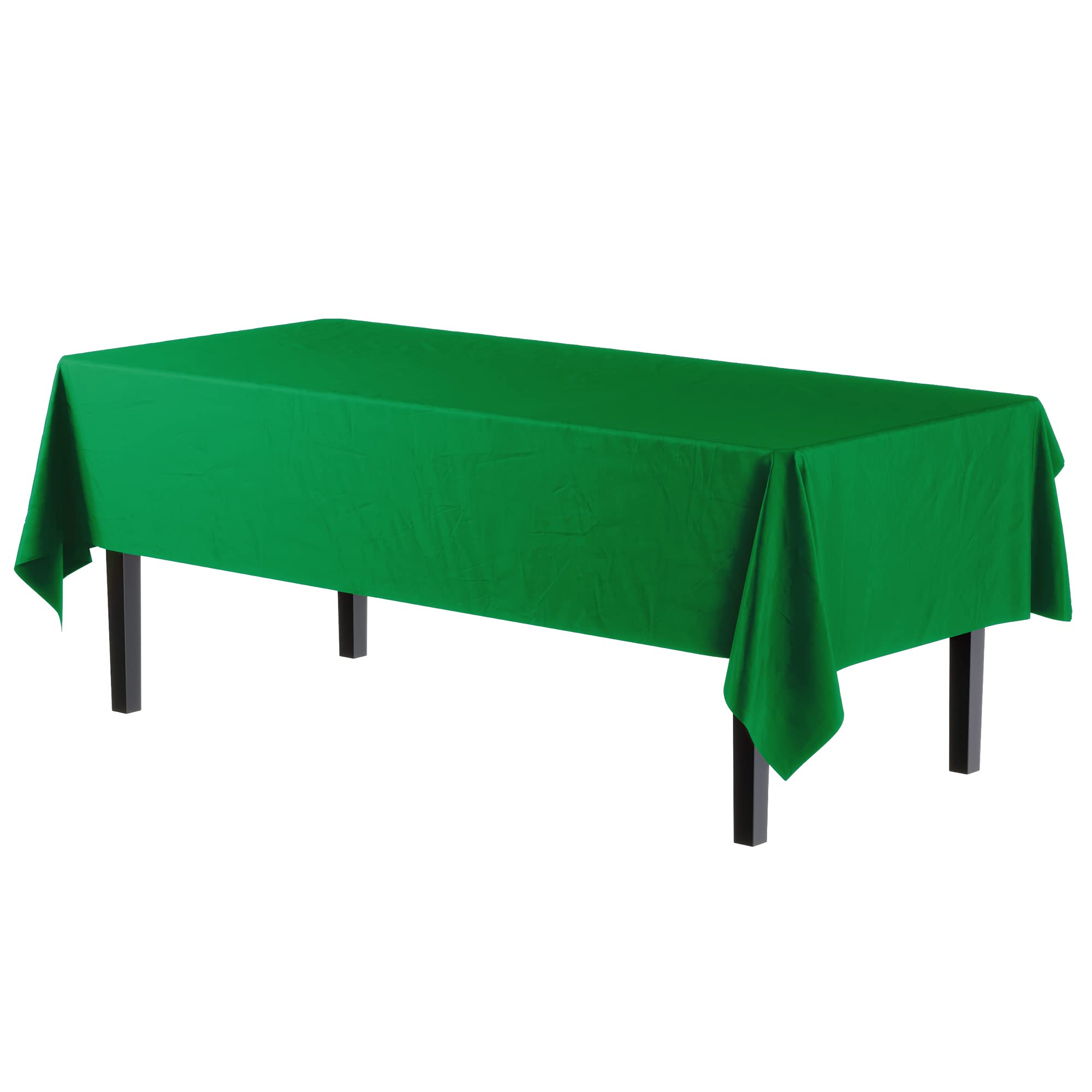 Premium Emerald Green Plastic Table Covers | 12 Pack - 54 In. x 108 In.