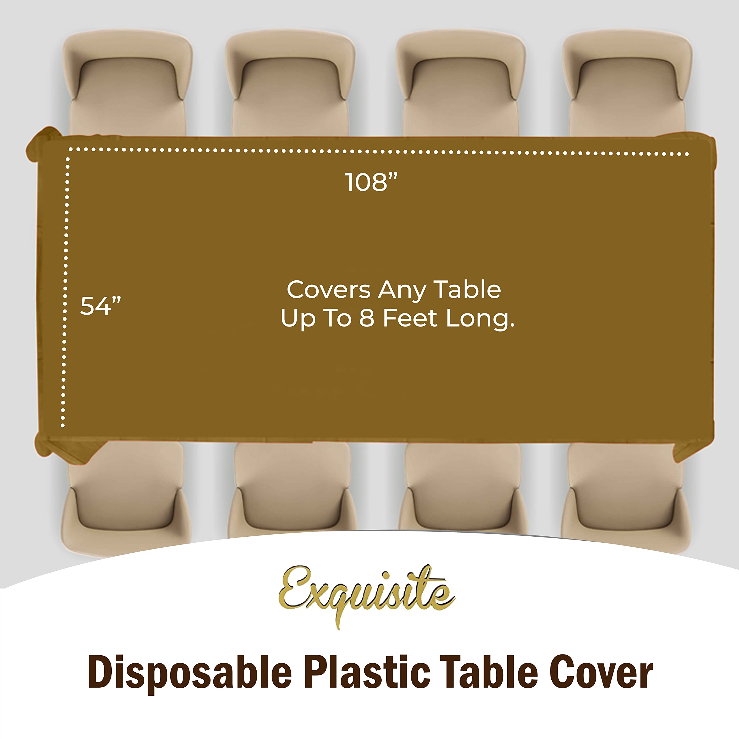 Premium Gold Plastic Table Covers | 6 Pack - 54 In. x 108 In.