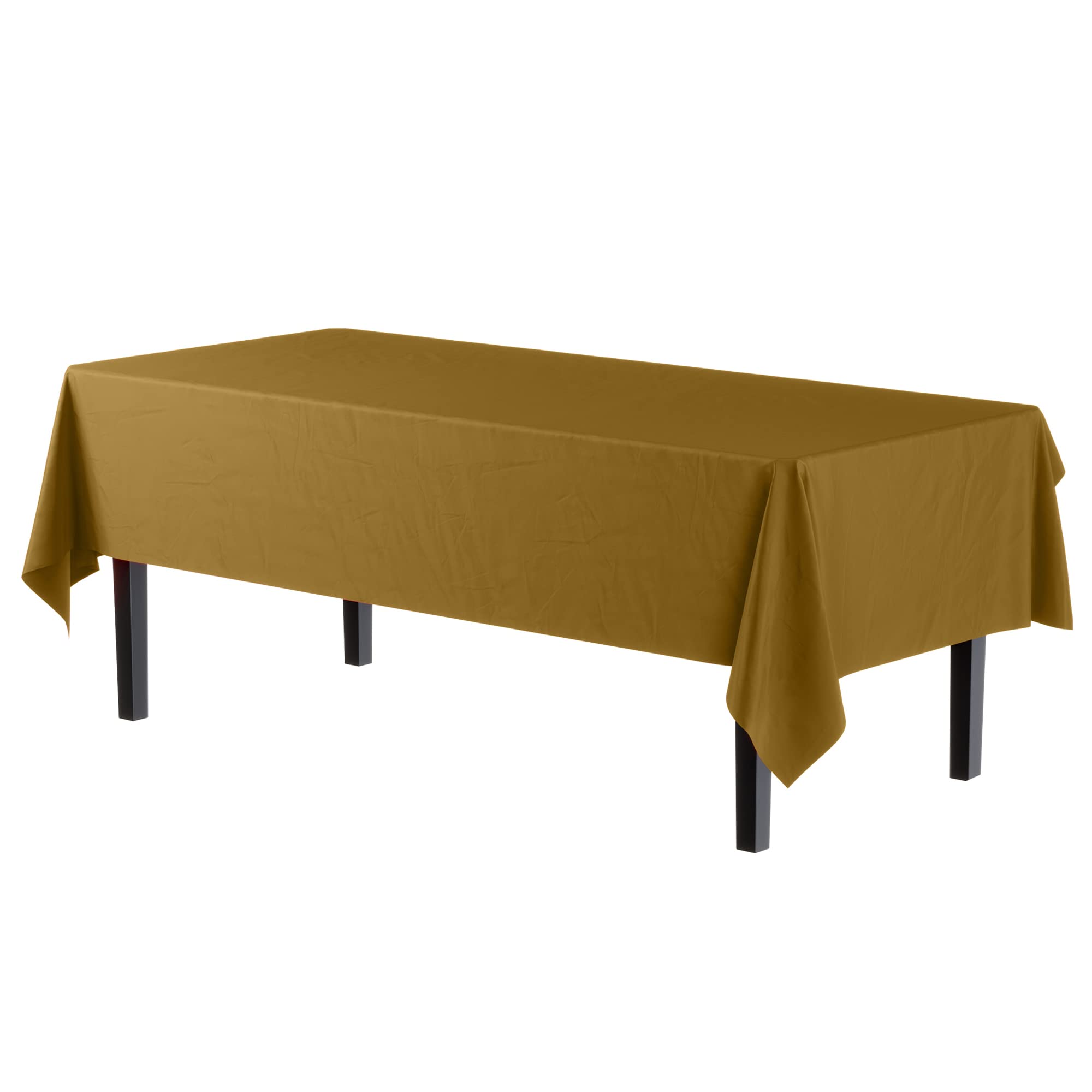 Gold Plastic Table Covers | 6 Pack - 54 In. x 108 In.