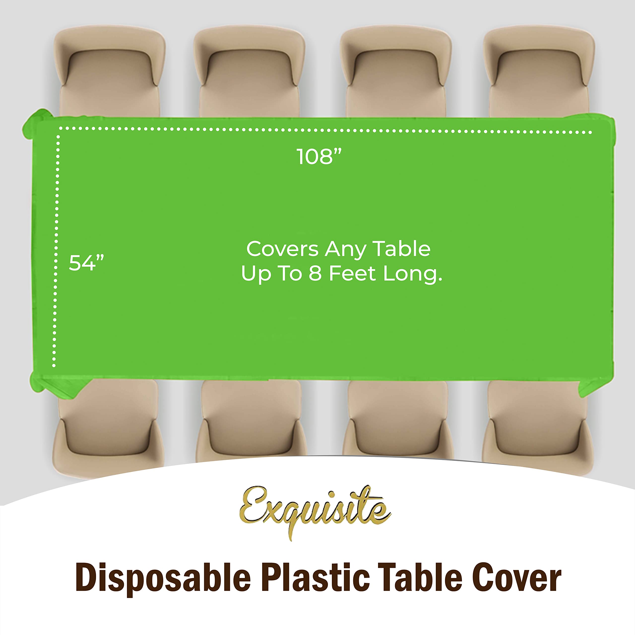 Premium Lime Green Plastic Table Covers | 12 Pack - 54 In. x 108 In.