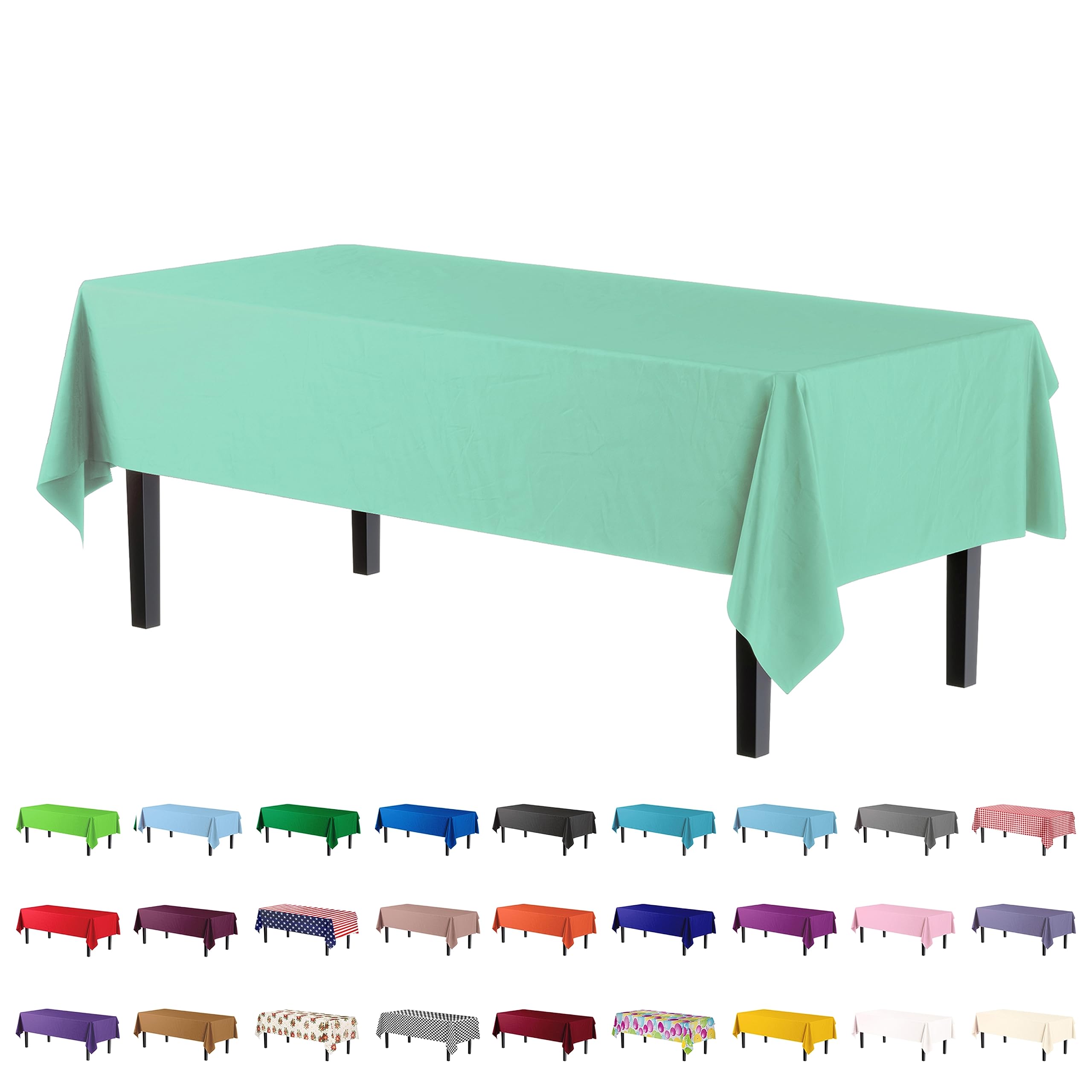 Premium Mint Plastic Table Cover | Case of 96 - 54 In. x 108 In.