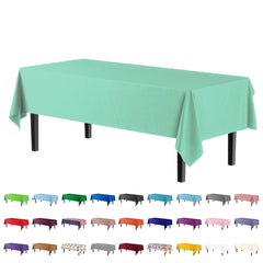 Premium Mint Plastic Table Covers | 12 Pack - 54 In. x 108 In.
